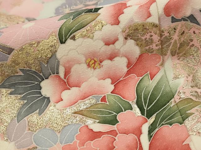 平和屋着物■訪問着 草花文 暈し染め 金彩 小田急百貨店扱い 正絹 逸品 AABH7390st