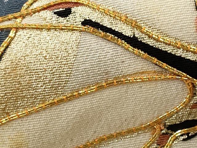 平和屋着物■豪華黒留袖 駒刺繍 扇面飛鶴花文 暈し染め 金彩 正絹 逸品 AABH7399st
