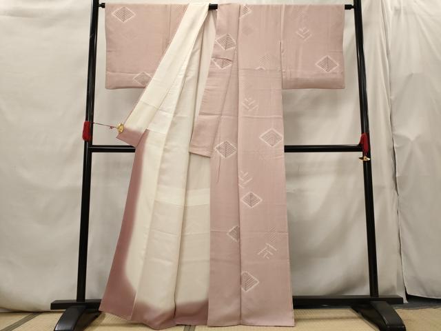 平和屋着物■上質な小紋 絞り 菱松地紋 正絹 逸品 AABH7405st