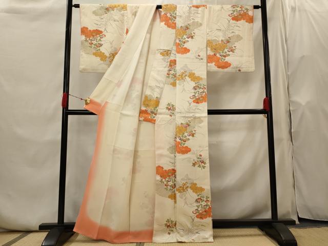 平和屋着物■上質な小紋 雲取り花文 金彩 正絹 逸品 AABH7408st