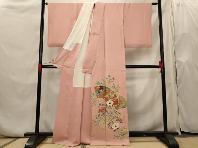 平和屋着物■色留訪問着 駒刺繍 地紙花文 正絹 逸品 AABH7415st
