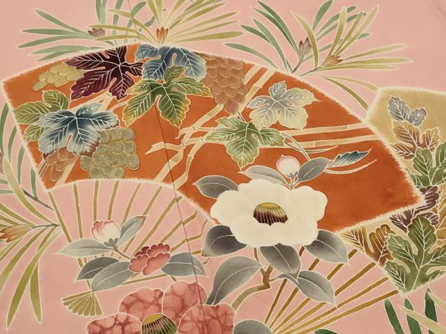 平和屋着物■色留訪問着 駒刺繍 地紙花文 正絹 逸品 AABH7415st