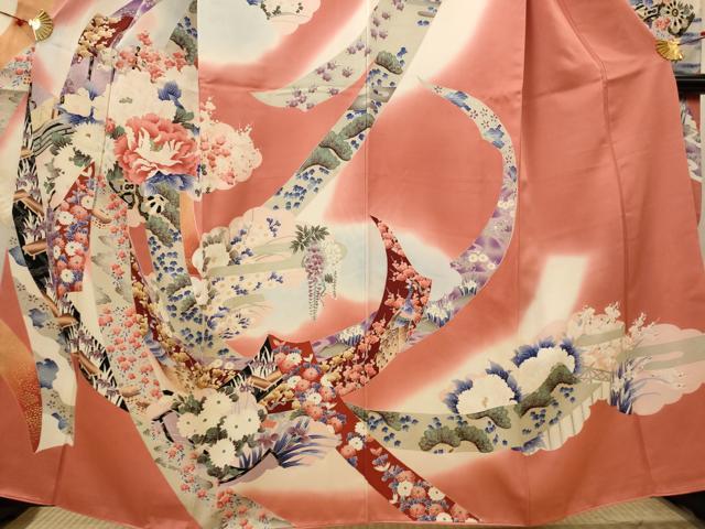 平和屋着物■豪華振袖 熨斗花文 暈し染め 金彩 正絹 逸品 AABH7423st