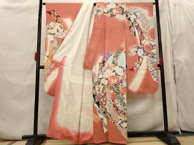 平和屋着物■豪華振袖 熨斗花文 暈し染め 金彩 正絹 逸品 AABH7423st