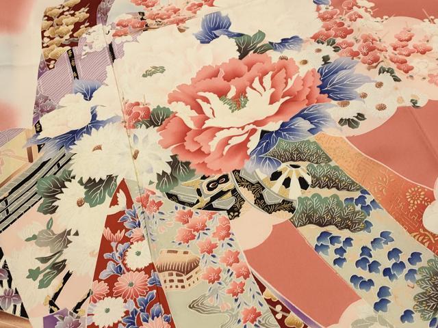 平和屋着物■豪華振袖 熨斗花文 暈し染め 金彩 正絹 逸品 AABH7423st