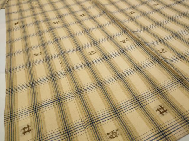 平和屋着物▽上質な紬 単衣 琉球絣文様 正絹 逸品 AABH7432st