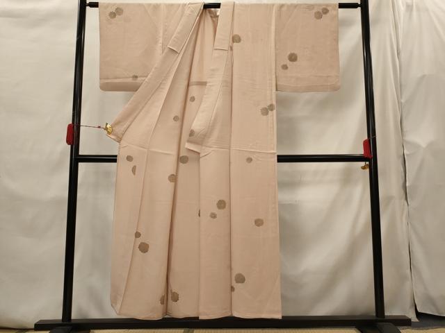 平和屋着物▽上質な小紋 単衣 地紋起こし 舞花文 正絹 逸品 AABH7442st