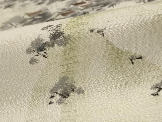 平和屋着物▽上質な紬 単衣 遠山文 正絹 逸品 AABH7455st