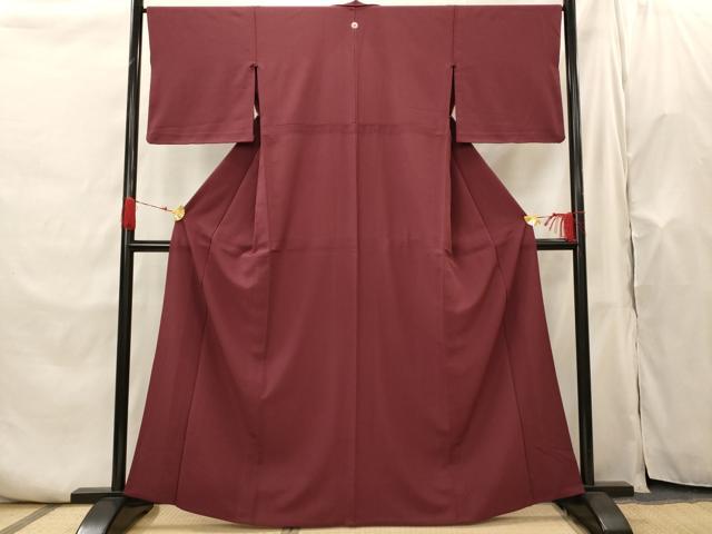 平和屋着物▽色無地 単衣 葡萄茶色 洗える着物 AABH7472st