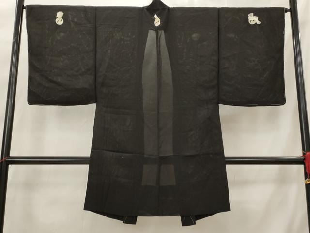 平和屋着物*夏物 男性 羽織 黒紋付 絽 正絹 逸品 AABH7474st