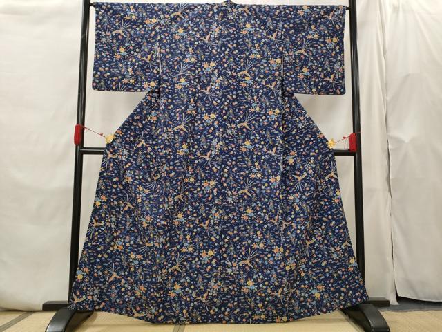 平和屋着物▽小紋 単衣 鳳凰花文 洗える着物 AABH7475st