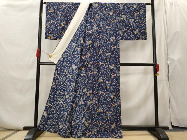 平和屋着物▽小紋 単衣 鳳凰花文 洗える着物 AABH7475st