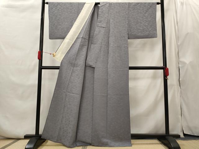 平和屋着物▽上質な色無地 単衣 楓地紋 鉛色 正絹 逸品 AABH7477st
