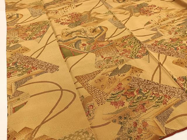 平和屋着物■上質な小紋 絵巻女人風景文 金彩 正絹 逸品 AABH7484oa
