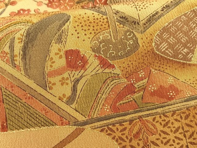 平和屋着物■上質な小紋 絵巻女人風景文 金彩 正絹 逸品 AABH7484oa