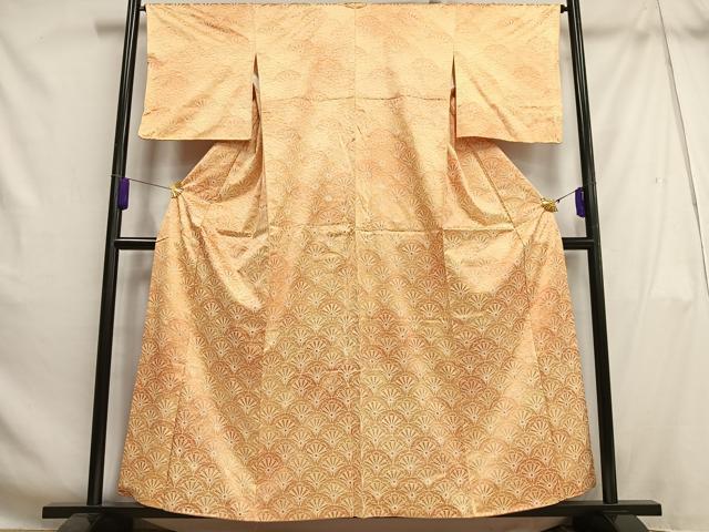平和屋着物▽上質な小紋　単衣　源氏車青海波花文　正絹　逸品　BAAT9081yc 平和屋着物□上質な小紋 源氏車青海波 暈し染め 正絹 逸品