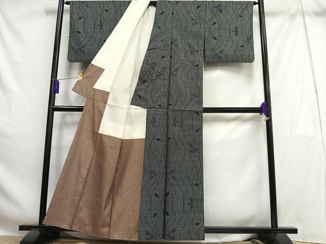 平和屋着物■本場大島紬 7マルキ 枝葉文 正絹 逸品 AABH7521oa