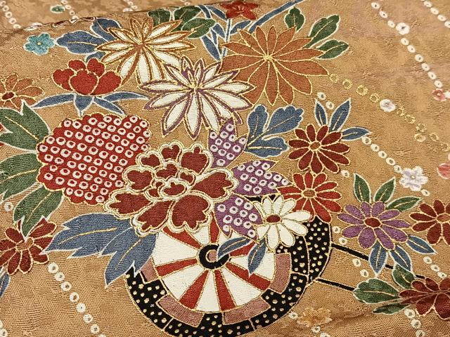 平和屋着物■上質な小紋 花車文 金彩 正絹 逸品 AABH7531oa