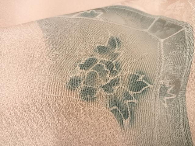 平和屋着物■上質な小紋 地紋起こし 破れ花絵皿文 正絹 逸品 AABH7541oa