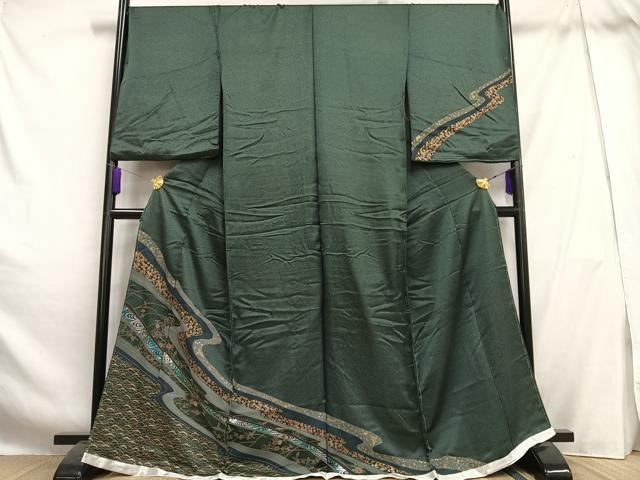 平和屋着物■訪問着 流水花文 金彩 仮絵羽 正絹 逸品 未使用 AABH7548oa