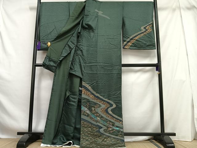 平和屋着物■訪問着 流水花文 金彩 仮絵羽 正絹 逸品 未使用 AABH7548oa