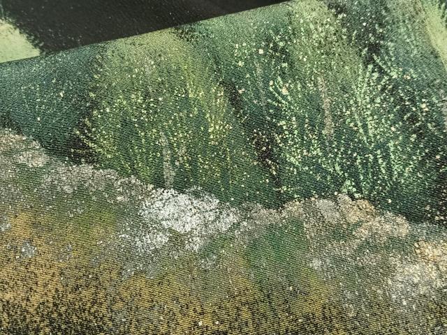 平和屋着物■豪華黒留袖 手描き 樹林文 金銀彩 正絹 逸品 AABH7554oa