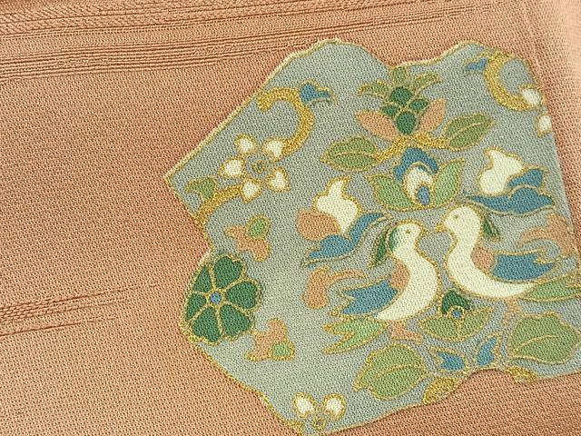 平和屋着物■上質な小紋 向かい鳥草花文 金彩 正絹 逸品 AABH7565oa