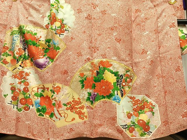 平和屋着物■豪華振袖 駒刺繍 地紙御所車花文 金彩 正絹 逸品 AABH7566oa