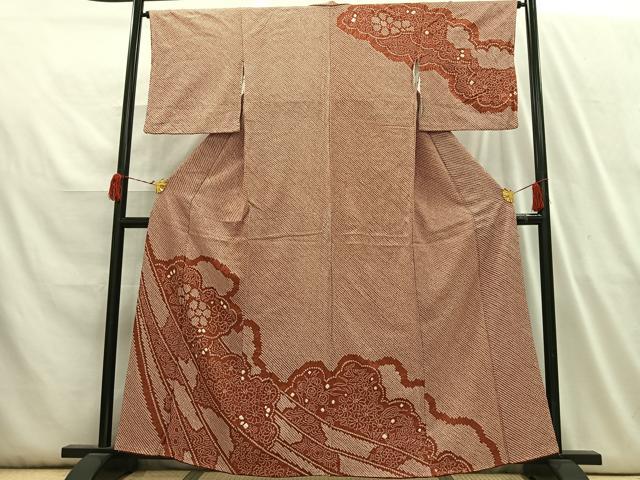 平和屋着物■訪問着 総絞り 雲取り花文 正絹 逸品 AABH7569oa