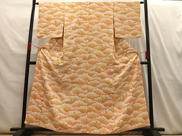 平和屋着物■上質な小紋 雲重ね草花文 暈し染め 正絹 逸品 AABH7584oa