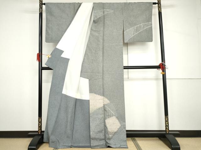 平和屋着物●本場大島紬 染大島 訪問着 杢目絞り 作家物 露芝文 正絹 逸品 AABH7789cs