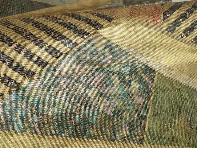 平和屋着物▼太鼓柄袋帯 螺鈿箔 切嵌文様 金銀彩 ますいわ屋扱い 正絹 逸品 AABH7818wj