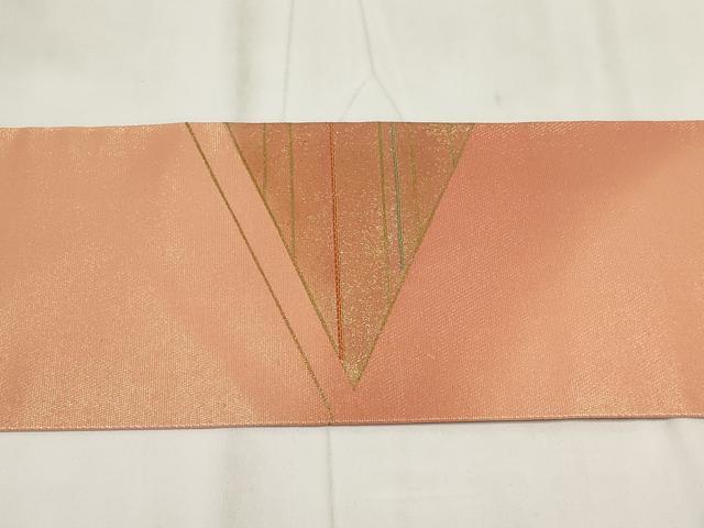 平和屋着物◎九寸名古屋帯 幾何学文様 金糸 正絹 逸品 AABH7892wj