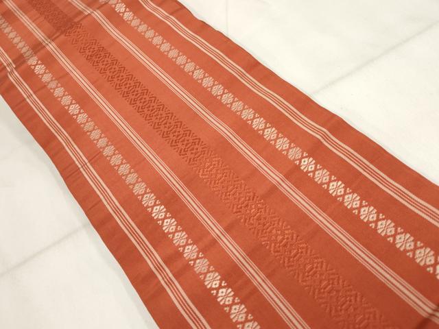 平和屋着物◎本場筑前博多織 両面半幅帯 献上 正絹 逸品 AABH7923wj