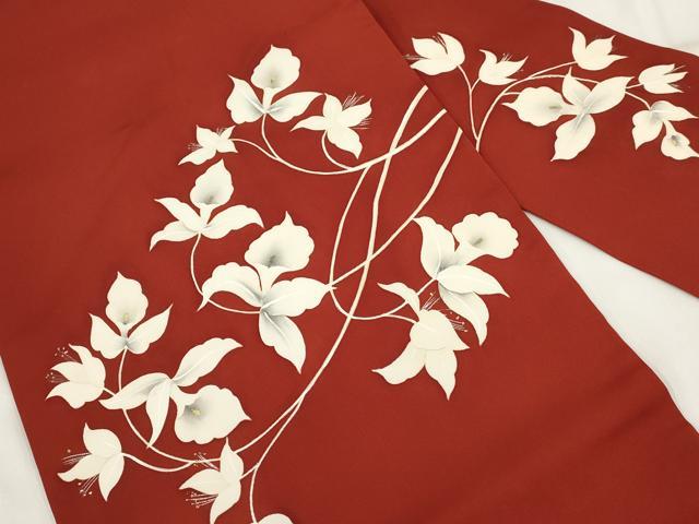 平和屋着物◎塩瀬 九寸名古屋帯 手描き 草花文 金銀彩 正絹 逸品 AABH8093wj