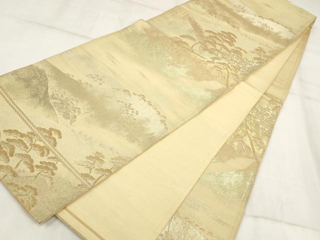平和屋着物◎六通柄袋帯 京洛風景 嵐山 金糸 正絹 逸品 AABH8105wj