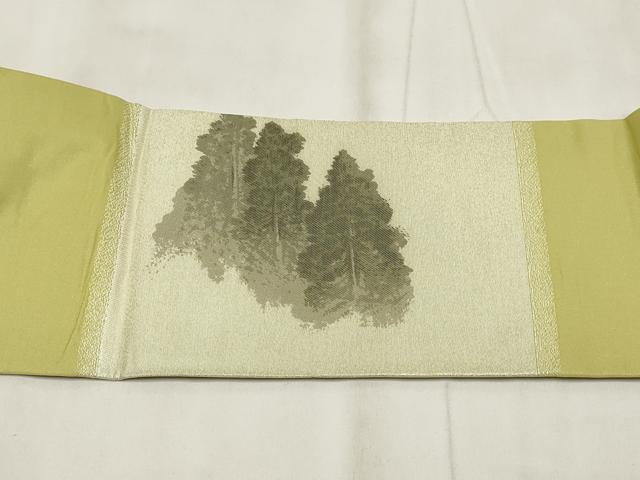平和屋着物◎九寸名古屋帯 遠山風景樹林文 金銀糸 正絹 逸品 AABH8148wj