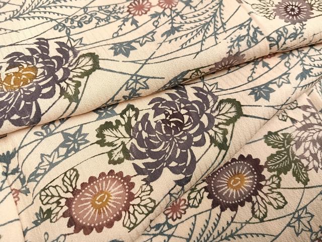 平和屋着物●上質な小紋　型染め　草花文　正絹　逸品　AABH8242ph 平和屋着物○上質な小紋 型染め 草花文 正絹 逸品 AABH8242ph