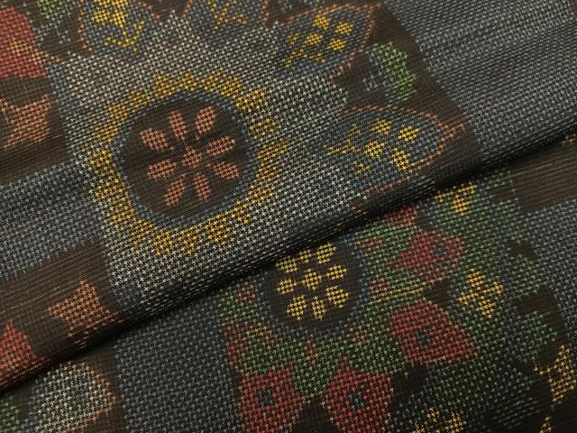 平和屋着物●本場大島紬 一元7マルキ 花尽くし 正絹 逸品 未使用 AABH8243ph