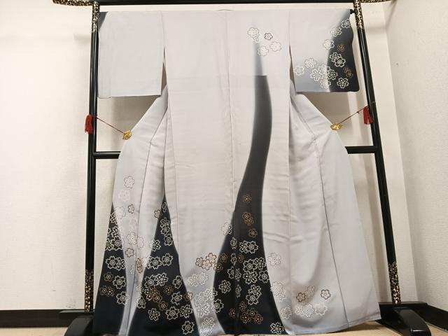 平和屋着物●訪問着 舞桜文 暈し染め 正絹 逸品 AABH8251ph