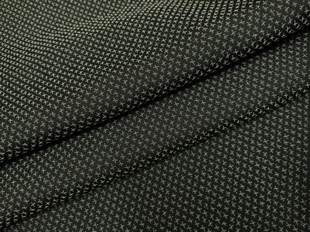 平和屋着物●お召 十字絣 黒地 正絹 逸品 AABH8253ph