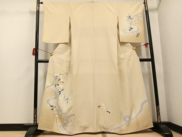 平和屋着物●訪問着 流水枝花文 暈し染め 正絹 逸品 AABH8257ph