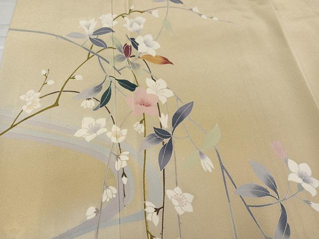 平和屋着物●訪問着 流水枝花文 暈し染め 正絹 逸品 AABH8257ph