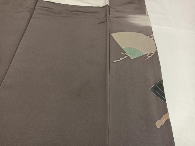 平和屋着物●訪問着 友禅 西村吉右衛門 駒刺繍 扇面草花文 暈し染め 金彩 正絹 逸品 未使用 AABH8265ph
