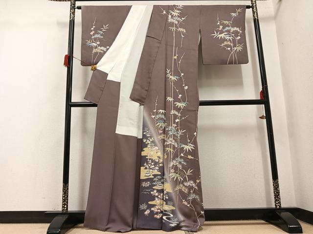 平和屋着物●京友禅作家 関谷泰三 訪問着 松竹梅風景文 暈し染め 正絹 逸品 AABH8268ph