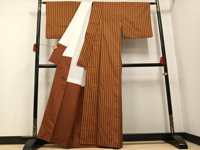 平和屋着物●本場黄八丈 まるまなこ 紬 間道 正絹 逸品 AABH8272ph