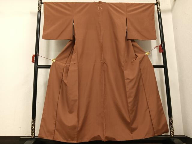 平和屋着物●黄八丈 紬 色無地 渋紙色 ますいわ屋扱い 正絹 逸品 AABH8279ph