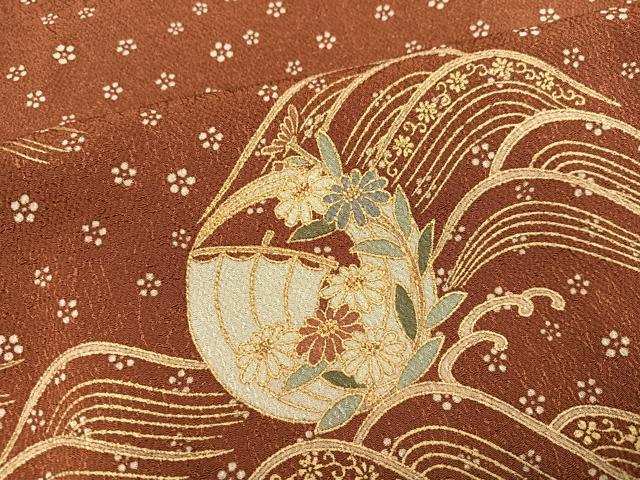 平和屋着物●訪問着 立波花文 暈し染め 金彩 正絹 逸品 AABH8288ph