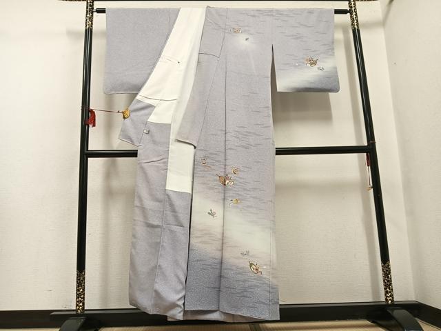 平和屋着物●訪問着 友禅 ふくら雀 飛鳥花文 暈し染め 正絹 逸品 AABH8295ph