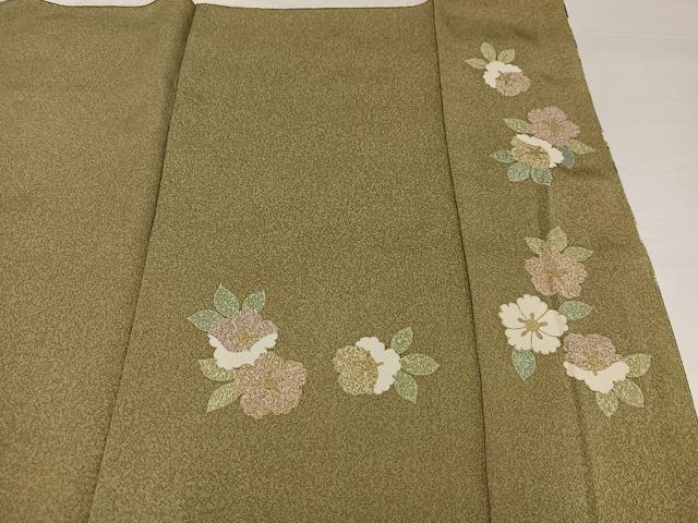 平和屋着物●京友禅の第一人者 松井青々 訪問着 駒刺繍 エ霞草花文 金彩 正絹 逸品 AABH8301ph